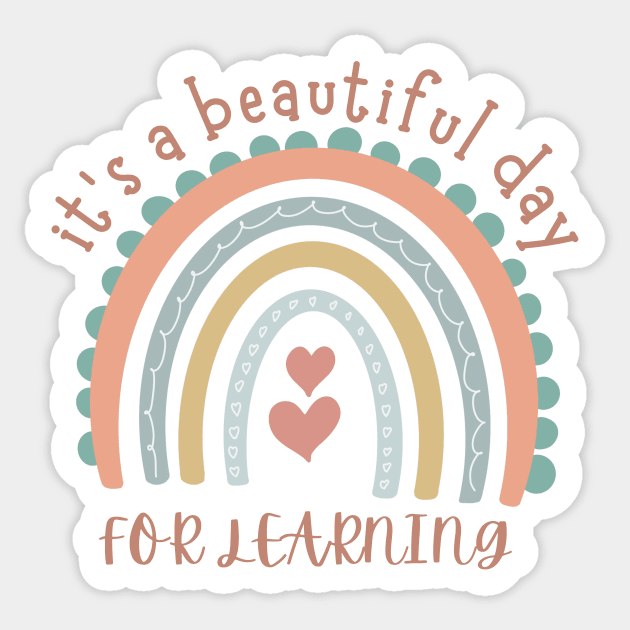 It's Beautiful Day For Learning Retro Teacher Students Sticker by hirashop